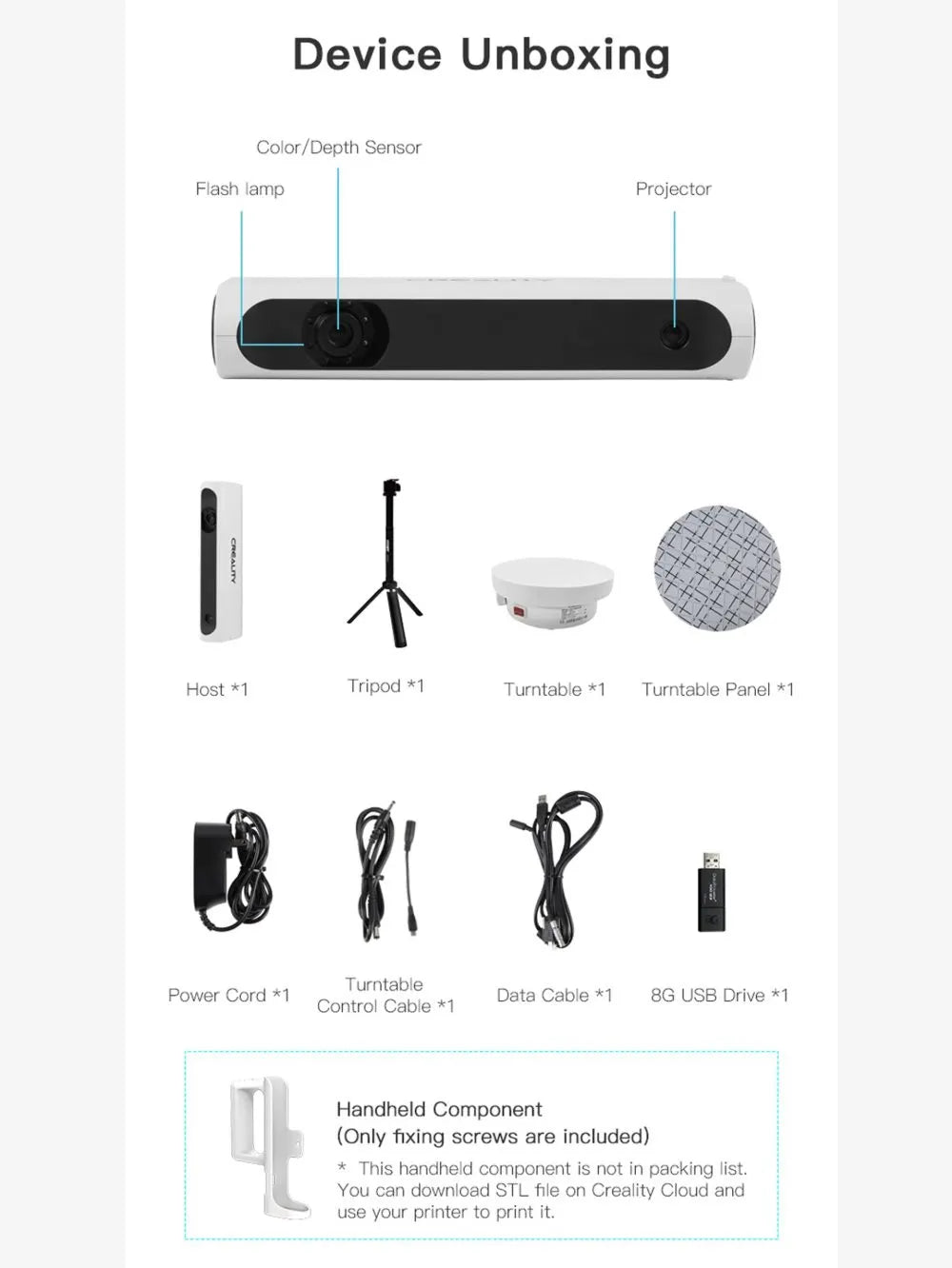 Cr Scan 01 3D Scanner Upgraded Combo Spec Sheet | Creality | LayerX India