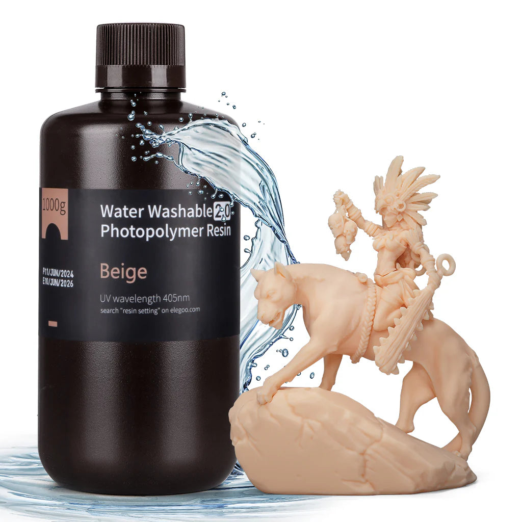 Elegoo Water Washable Resin 2.0 1Kg Beige Front View | Elegoo | LayerX India