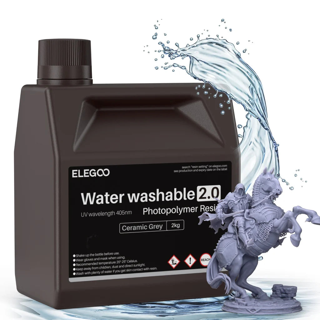 Elegoo Water Washable Resin 2.0 1Kg Grey Front View | Elegoo | LayerX India
